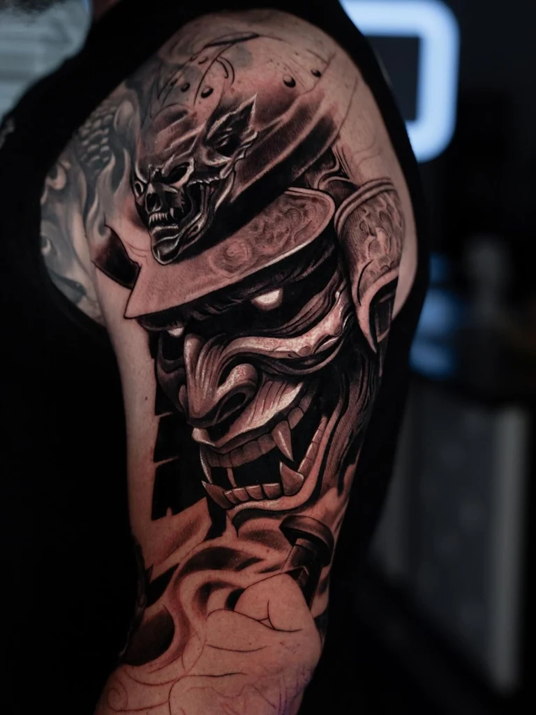 Custom black and grey tattoo by Fernie